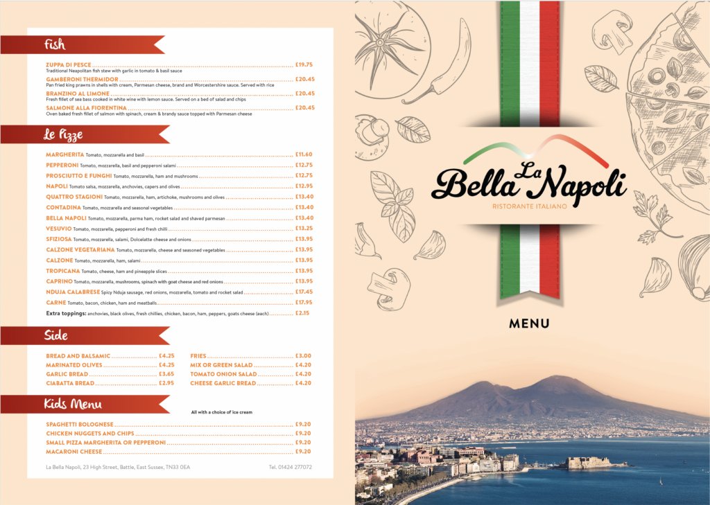 La Bella Napoli Menu